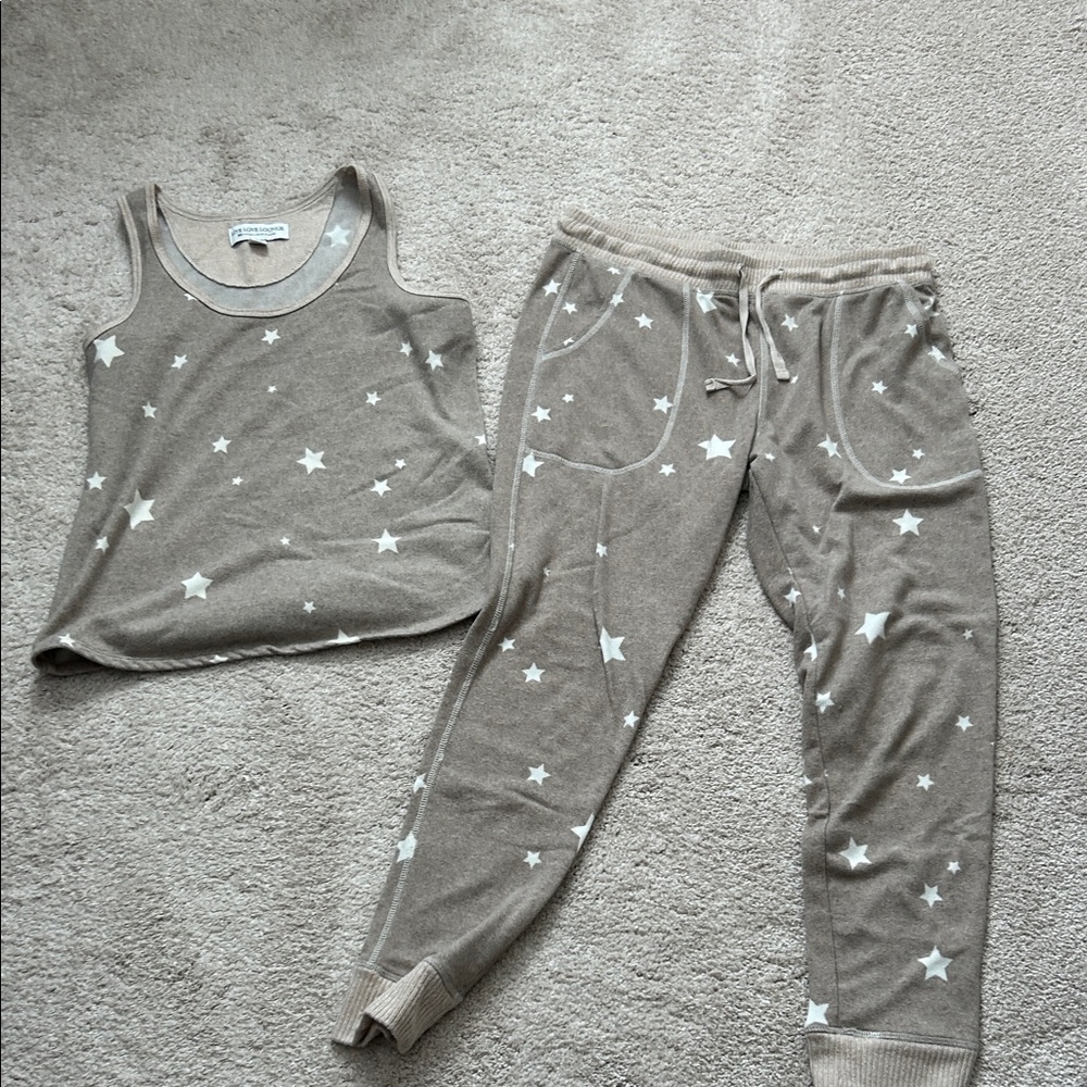 Karen Neuburger Beige Star Pajama Set